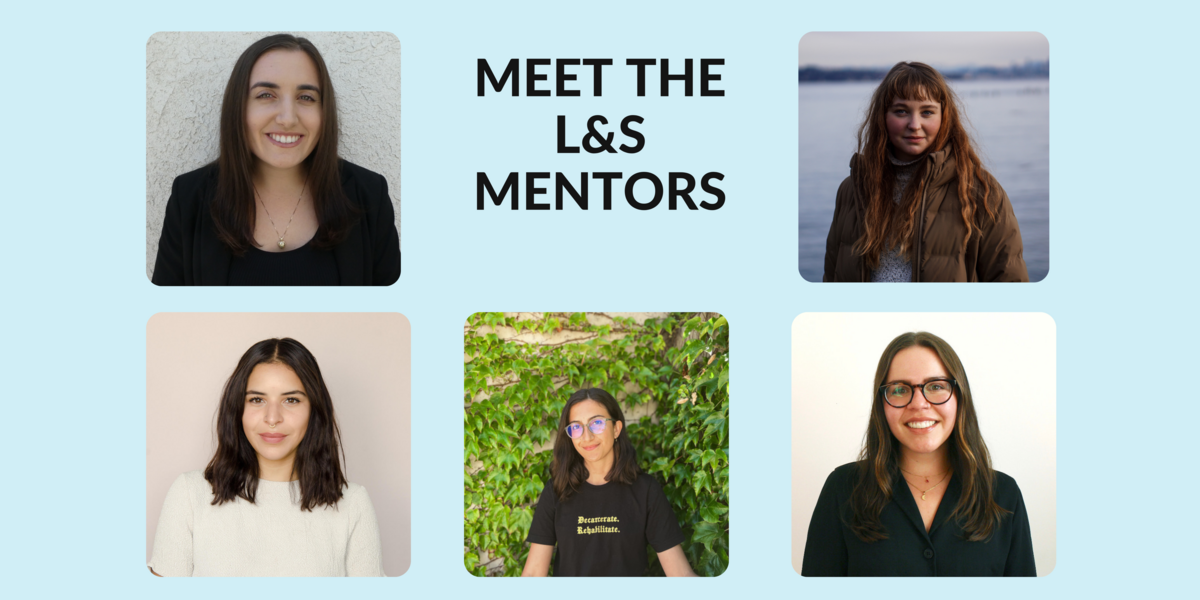 A graphic with the headshots of the L&S Mentors, there are 5 photos and text "Meet the L&S Mentors"
