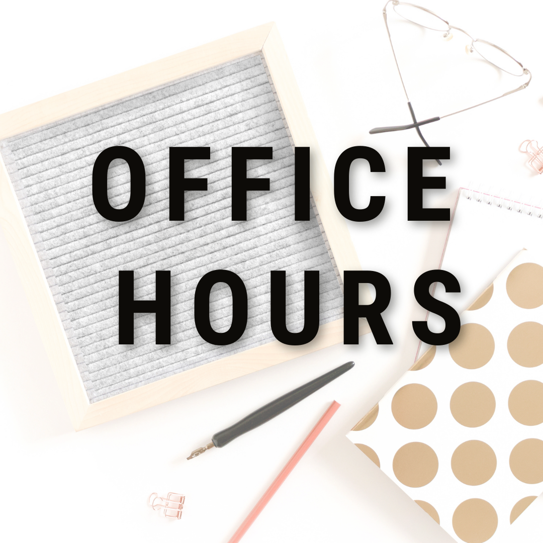 Image of a desk. Office Hours
