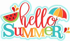 A graphic that says Hello Summer 